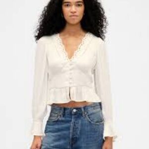 GAP Women's Cream Button-Front Blouse